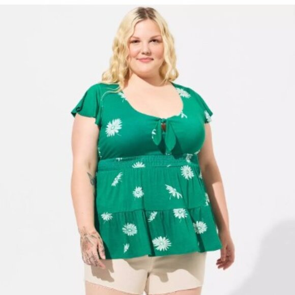 Torrid Super Soft Tie Front Keyhole Babydoll Top 0X - Picture 1 of 4